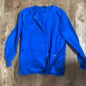 XS Cherokee royal blue snap scrub jacket